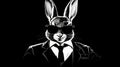 Hip-hop Inspired Rabbit Detective In Graphic Black And White
