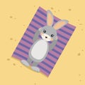 rabbit sunbathing on the warm sand summer Royalty Free Stock Photo