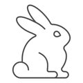 Rabbit thin line icon, worldwildlife concept, rabbit vector sign on white background, rabbit outline style for mobile Royalty Free Stock Photo