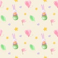 Rabbit toys seamless pattern Royalty Free Stock Photo