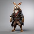 Rabbit Troubadour Costume On Grey Background