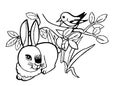 Rabbit, Uncolored coloring page illustration for the children