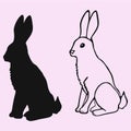 Rabbit vector silhouette isolated Royalty Free Stock Photo