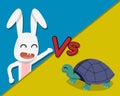 Rabbit versus Tortoise, vector cartoon