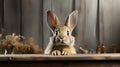 The Rabbit Waiting the Easter Lunch Royalty Free Stock Photo