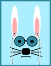 Rabbit wearing glasses and earphones