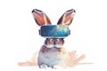 rabbit wearing VR glasses, portraying a playful and adventurous spirit eager for virtual escapades.