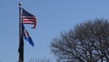 USA flag and Flag of american state of Minnesota waving in wind, Reast Area