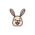 Rabbit winking face emoticon filled outline icon Royalty Free Stock Photo