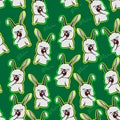 Rabbit yawn expression happy, funny bunny sleepy, animal sleep cute, pet, smile, fun,cartoon seamless pattern with green Royalty Free Stock Photo