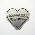 Rabbitmq approved heart badge symbol for technology and software development approval Royalty Free Stock Photo