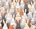 Rabbits funny pattern of groupe are cute cartoon hares.