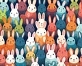 Rabbits funny pattern of groupe are cute cartoon hares.