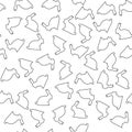 Rabbits-hares seamless pattern on a white background.Contour drawing with a line. Printing for packaging, printing on textiles.