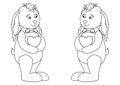 Rabbits with hearts, contours Royalty Free Stock Photo