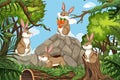 Rabbits in jungle scene