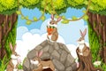 Rabbits in jungle scene