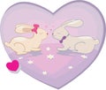 Rabbits love hearts vector illustration