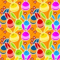 Rabbits in love seamless background