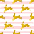 Rabbits on a pink striped background Royalty Free Stock Photo