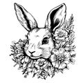 Rabbits sitting in flowers Royalty Free Stock Photo