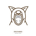 Rabies in dogs sign. Zoonotic disease linear pictogram.