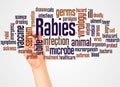 Rabies word cloud and hand with marker concept