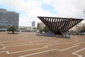 Rabin square with holocaust memorial sculpture and Tel Aviv City Hall, Israel