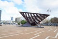 Rabin square with holocaust memorial sculpture in Tel Aviv, Israel