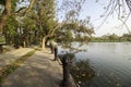 Rabindra Sarobar park formaly known as Dhakuria Lake a famous landmark of Kolkata. Footpath beside the Rabindra Sarobar lake of