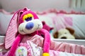 Rabit stuffed animal baby toy pink lovely smile Royalty Free Stock Photo