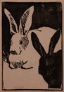 Rabits, 1892, woodcut on paper by Henri GuÃÂ©rard