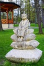 RABKA ZDROJ, POLAND - APRIL 19, 2016: The Princess and the Pea sculpture in city park