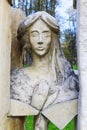 RABKA ZDROJ, POLAND - APRIL 19, 2016: Victorian lady`s face, sculpture in city park