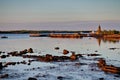 Rabocheostrovsk city, pier at sunrise