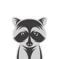 Raccoon baby cartoon style portrait. Nursery vintage vector illustration.