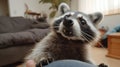 Raccoon with bulging eyes