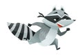 Raccoon Burglar with Striped Tail Wearing Mask Escaping and Running Away Vector Illustration