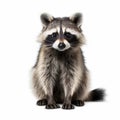 Cute Raccoon Sitting On White Background - Daan Roosegaarde Style Royalty Free Stock Photo