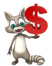 Raccoon cartoon character with dollar Royalty Free Stock Photo