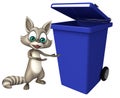 Raccoon cartoon character with dustbin Royalty Free Stock Photo