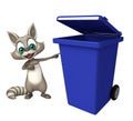 Raccoon cartoon character with dustbin Royalty Free Stock Photo