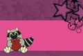 Raccoon cartoon valentine background