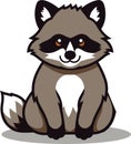 Raccoon cute cartoon animal icon isolated, vector