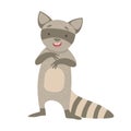 Raccoon Cute Toy Animal With Detailed Elements Part Of Fauna Collection Of Childish Vector Stickers