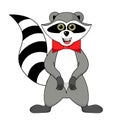 Raccoon gargle with a bow tie illustration on a white background in vector