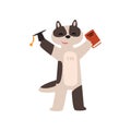 Raccoon graduate student, cute animal cartoon character, school education and knowledge concept vector Illustration on a Royalty Free Stock Photo