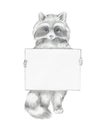 Raccoon.Hand drawn graphic picture Royalty Free Stock Photo