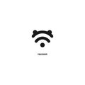 Raccoon head line icon. W-Fi signal sign.