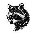 Raccoon head logo. Black and white sketch. Vector illustration Royalty Free Stock Photo